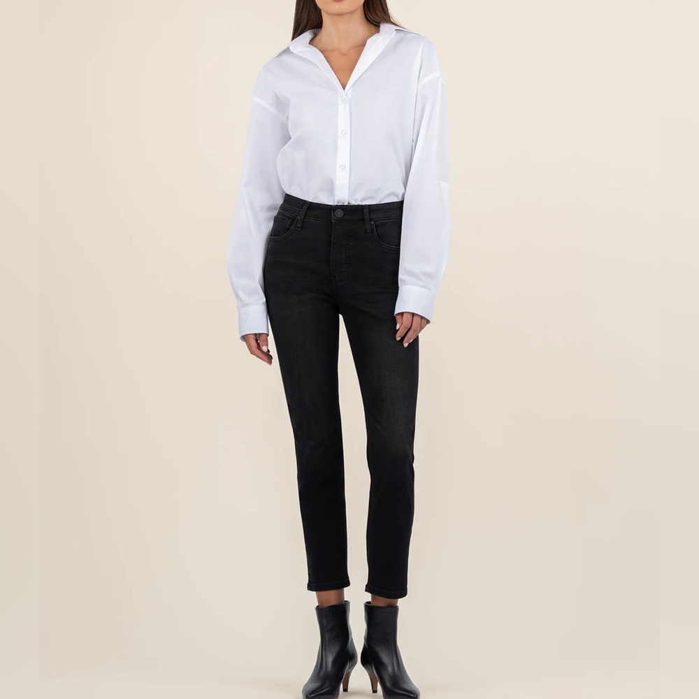 KUT Rachael High-Rise‎ Fab Ab Mom Black Jeans Size 14